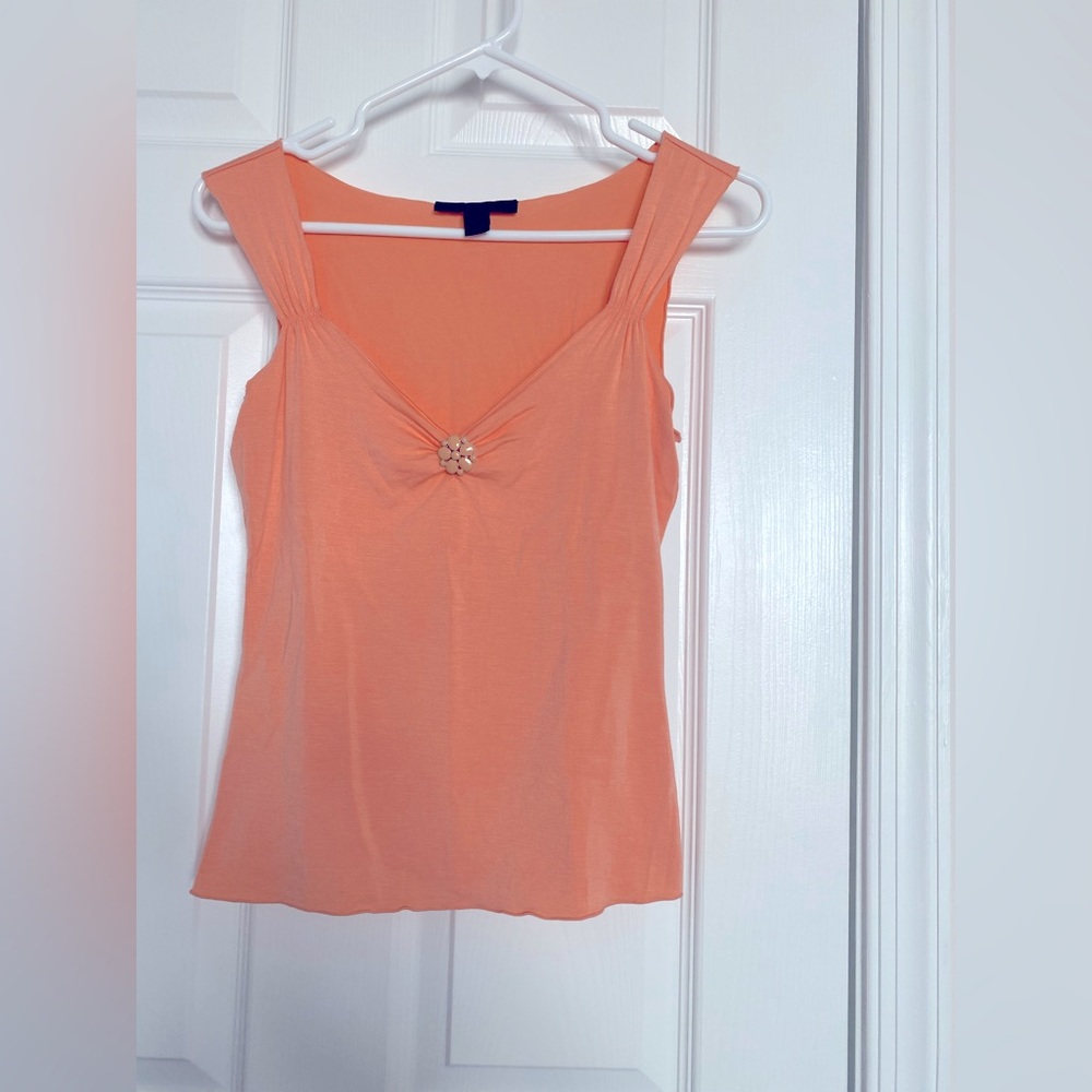 Designer Express Sexy V Neckline Peachy Top Size XS with Pin Versatile Shirt